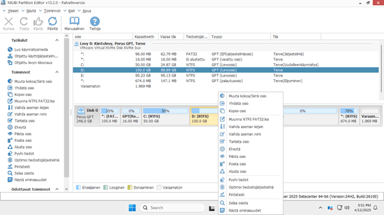 Palvelimen osionhallinta