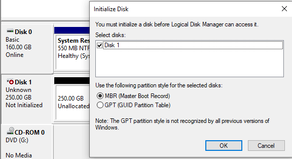 Initialize disk