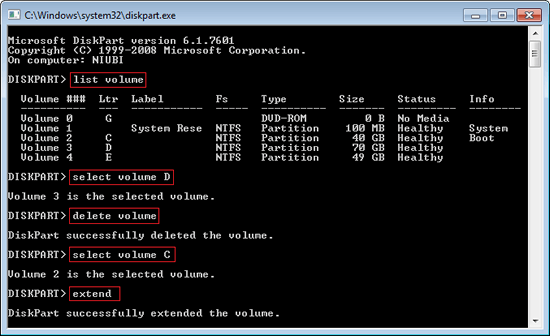 Diskpart extend